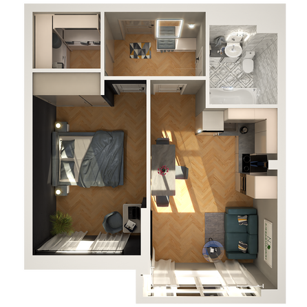 Планировка 1-комн 44, 44,4 м²
