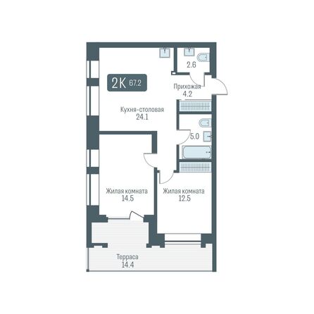 Планировка 2-комн 67,2 м²