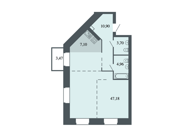 Планировка Студия 73,84 м²