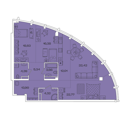 Планировка 4-комн 123,82 м²