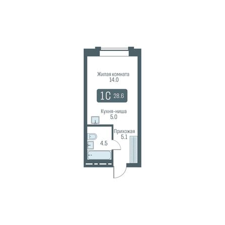 Планировка 1-комн 28,6 м²
