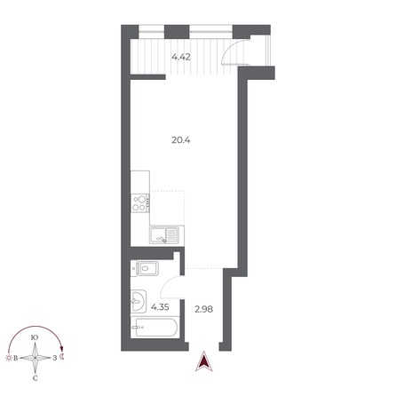 Планировка Студия 32, 32,2 м²