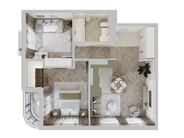 Планировка 2-комн 66,49 м²
