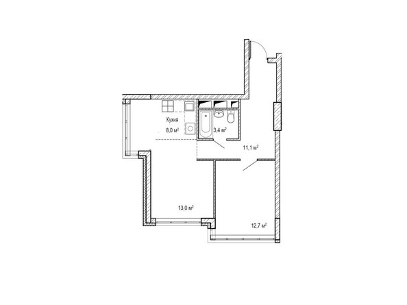 Планировка двухкомнатной квартиры 50,1 кв.м