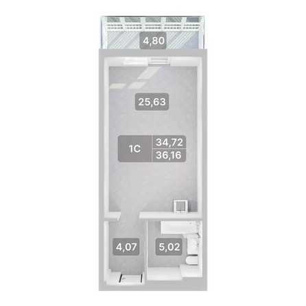 Планировка 1-комн 36,16 м²