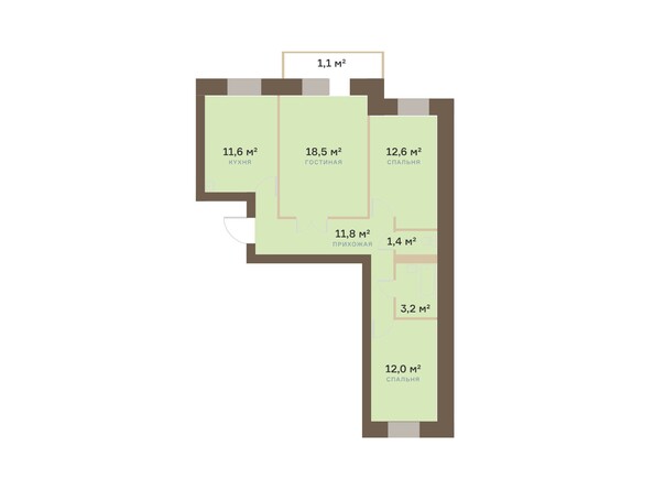 Планировка трехкомнатной квартиры 72,89 кв.м
