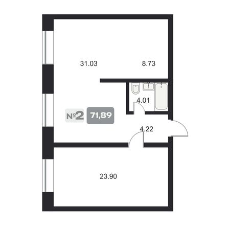 Планировка 2-комн 71,89 м²