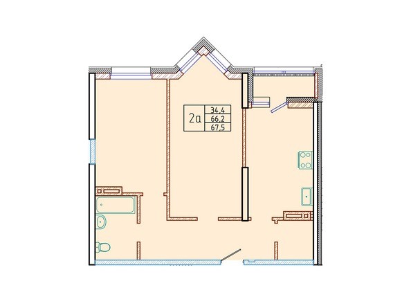 Планировка двухкомнатной квартиры 67,5 кв.м