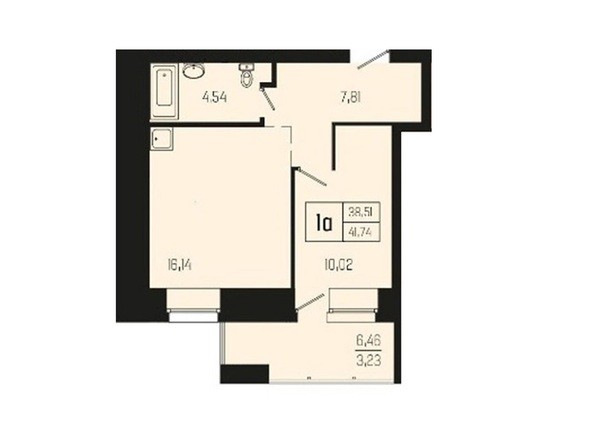 Планировка однокомнатной квартиры 41,74 кв.м 