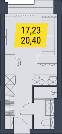 Планировка 1-комн 20,4 м²