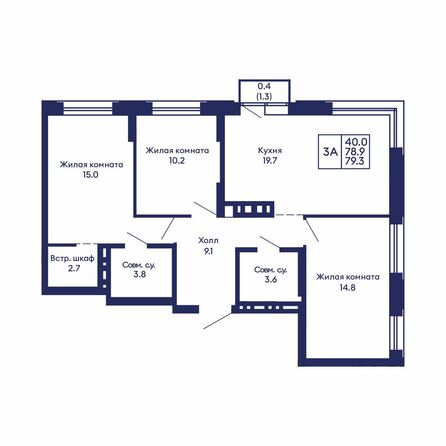Планировка 3-комн 79,3 м²