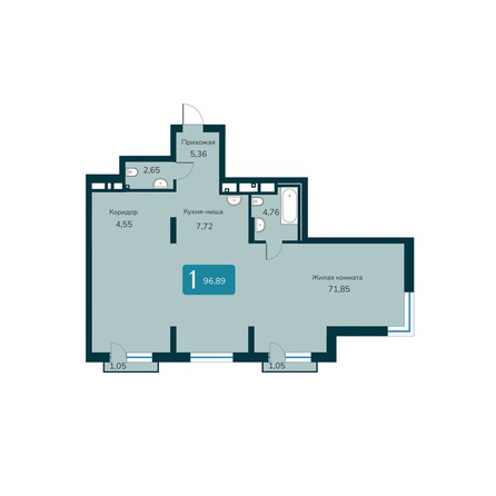 Планировка 3-комн 96,89 м²