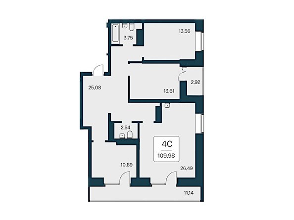 Планировка 5-комн 109,98 м²