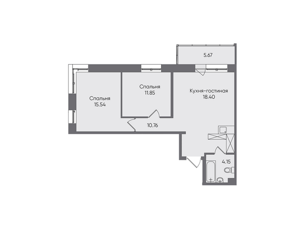 Планировка трехкомнатной квартиры 66,37 кв.м
