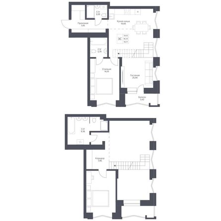 Планировка 3-комн 99,77 м²