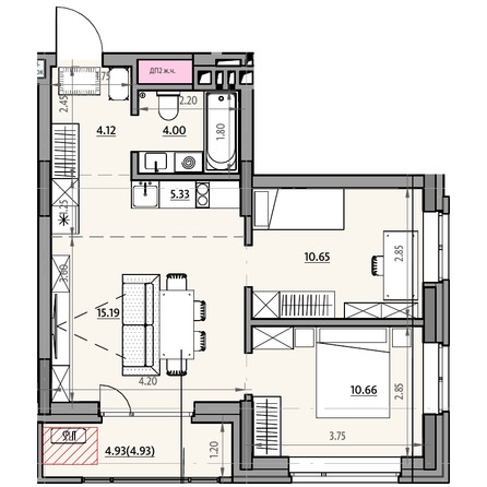 Планировка 2-комн 55,2 м²