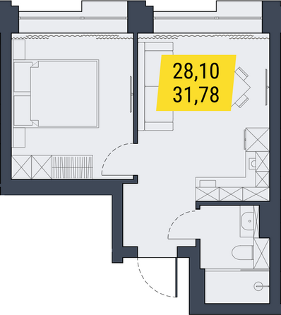 Планировка 1-комн 31,78 м²