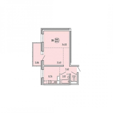 Планировка 2-комн 54,92 м²