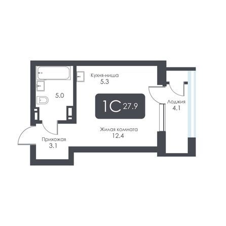 Планировка Студия 27,9 м²