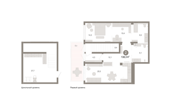 Планировка 1-комн 138,33 м²