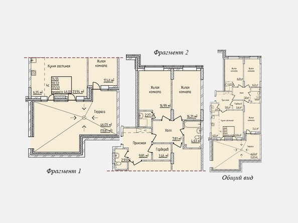 Планировка четырехкомнатной квартиры 125,53 кв.м