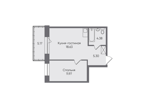 Планировка двухкомнатной квартиры 45,45 кв.м