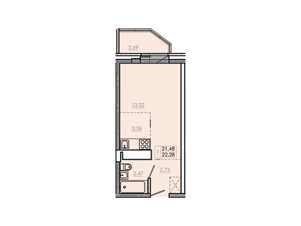 Планировка однокомнатной квартиры 24,25 кв.м