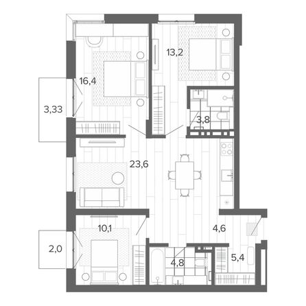 Планировка 4-комн 87,79 м²
