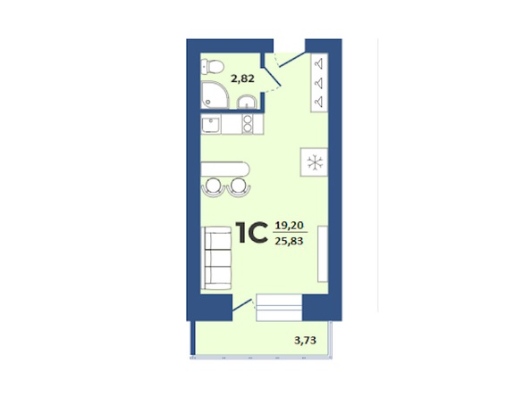 Планировка Студия 25,83 м²