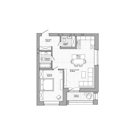 Планировка 2-комн 81,27 м²