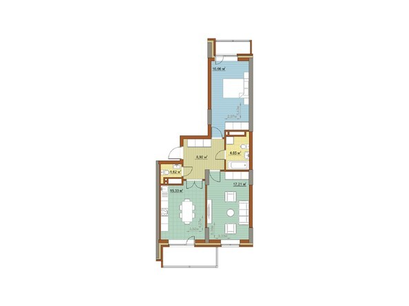 Планировка 2-комнатной квартиры 64,39 кв.м