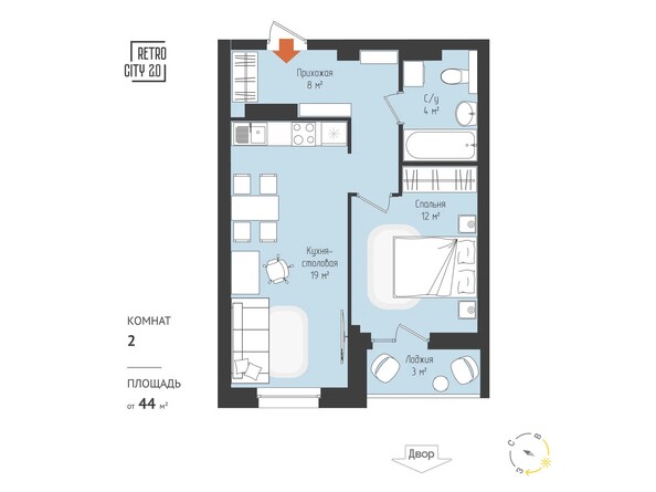 Планировка Студия 45,15 м²