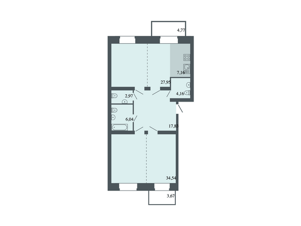 Планировка 2-комн 100,65 м²