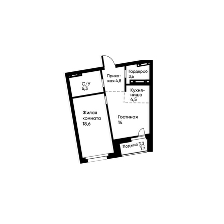 Планировка 2-комн 52,7 м²