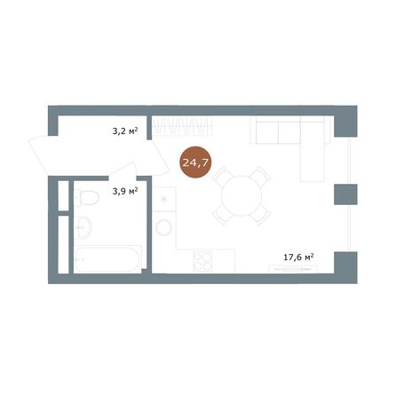 Планировка Студия 24,7 м²