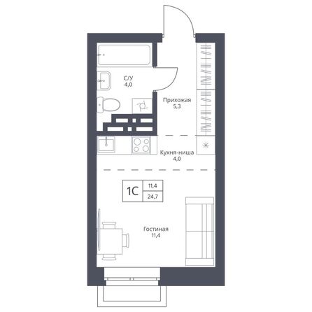 Планировка Студия 24,6 - 25,5 м²