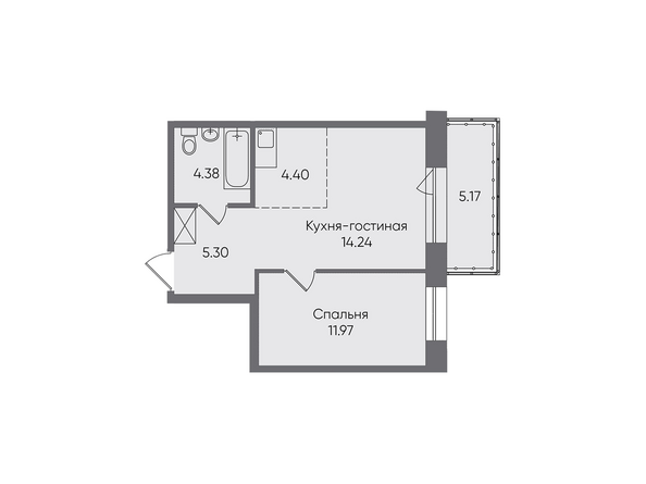 Планировка двухкомнатной квартиры 45,46 кв.м