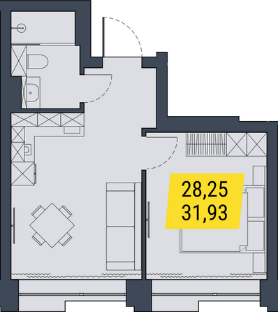 Планировка 1-комн 31,93 м²