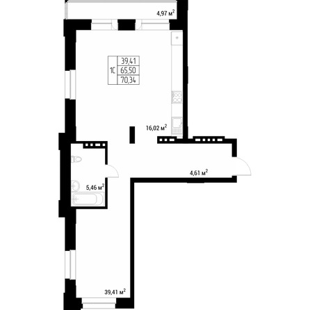 Планировка Студия 67,1 - 67,3 м²