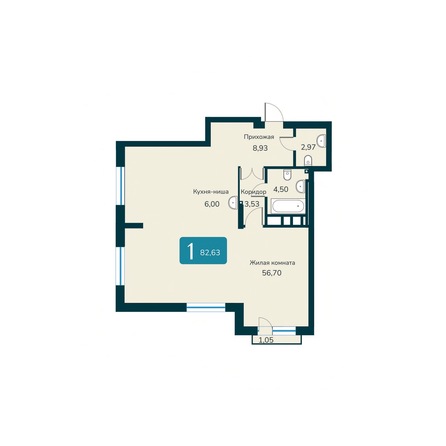 Планировка 3-комн 82,63 м²