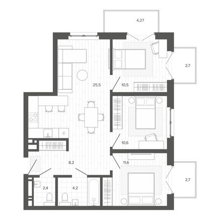 Планировка 4-комн 82,51 м²