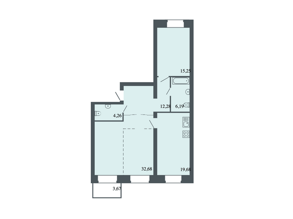 Планировка 2-комн 90,34 м²