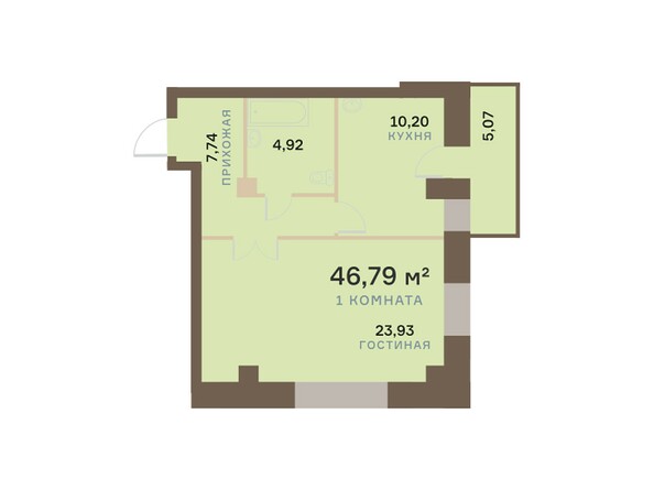 Планировка однокомнатной квартиры 46,79 кв.м