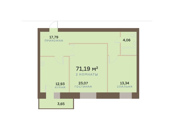 Планировка двухкомнатной квартиры 72,28 кв.м