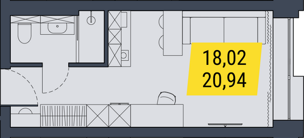 Планировка Студия 20,77 - 21,14 м²