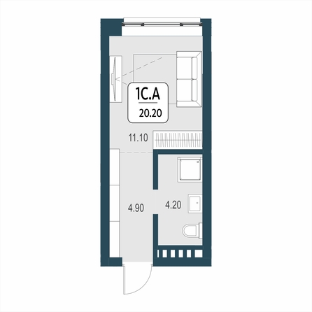 Планировка Студия 20,2 м²
