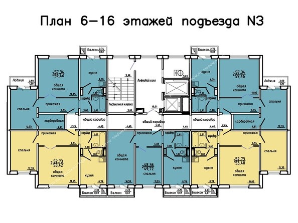 3 подъезд, 6-16 этажи
