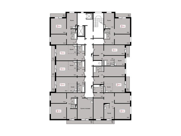 План 2-16 этажа