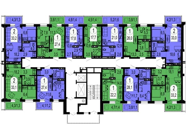 Секция 3. Типовая планировка этажа.