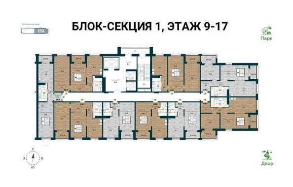 План 9-17 этажа 1 подъезд